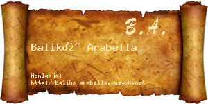 Balikó Arabella névjegykártya